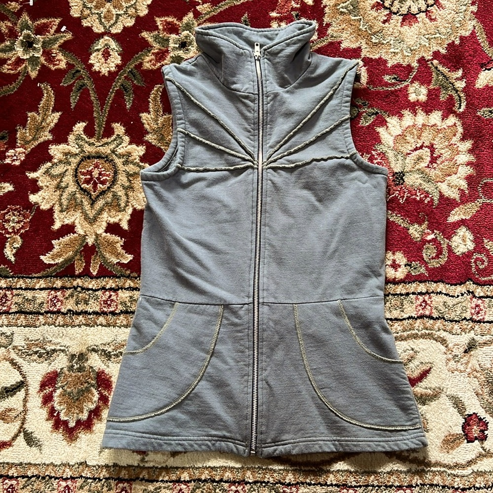 Synergy Organic 100% organic cotton vest, muted green, size small